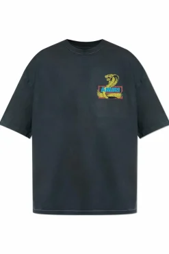 Amiri BLACK T-shirt with print and shimmering appliquƩs