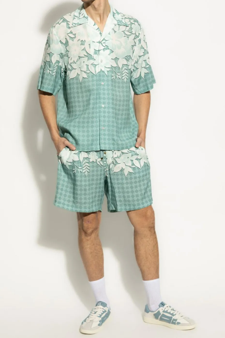 Amiri BLUE Floral print shorts