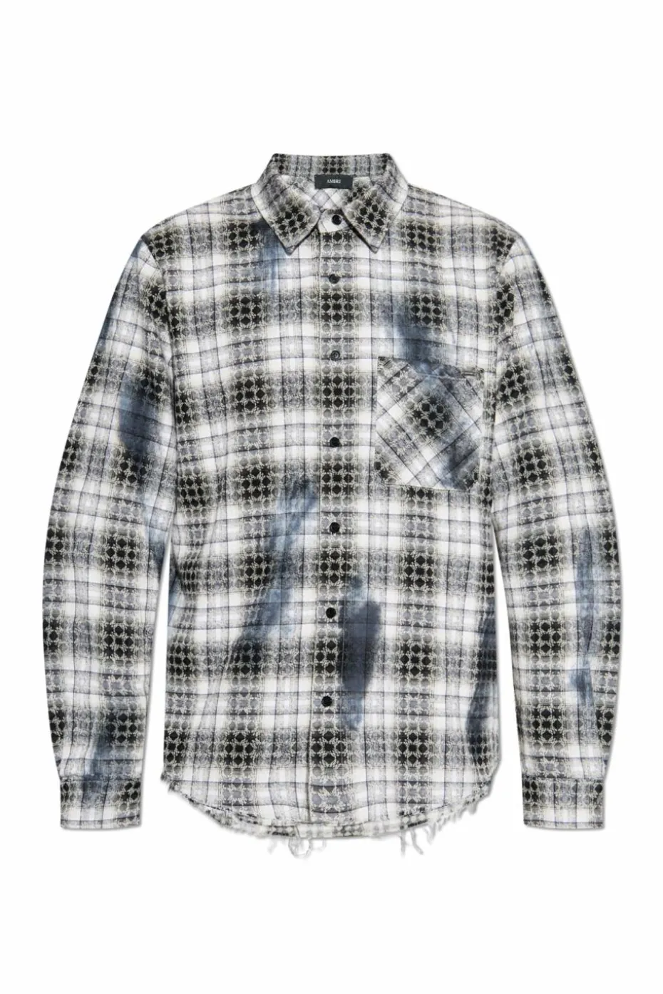 Amiri GREY Plaid patterned shirt