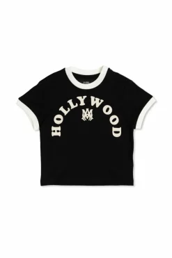Amiri Kids BLACK T-shirt with velvet finish print