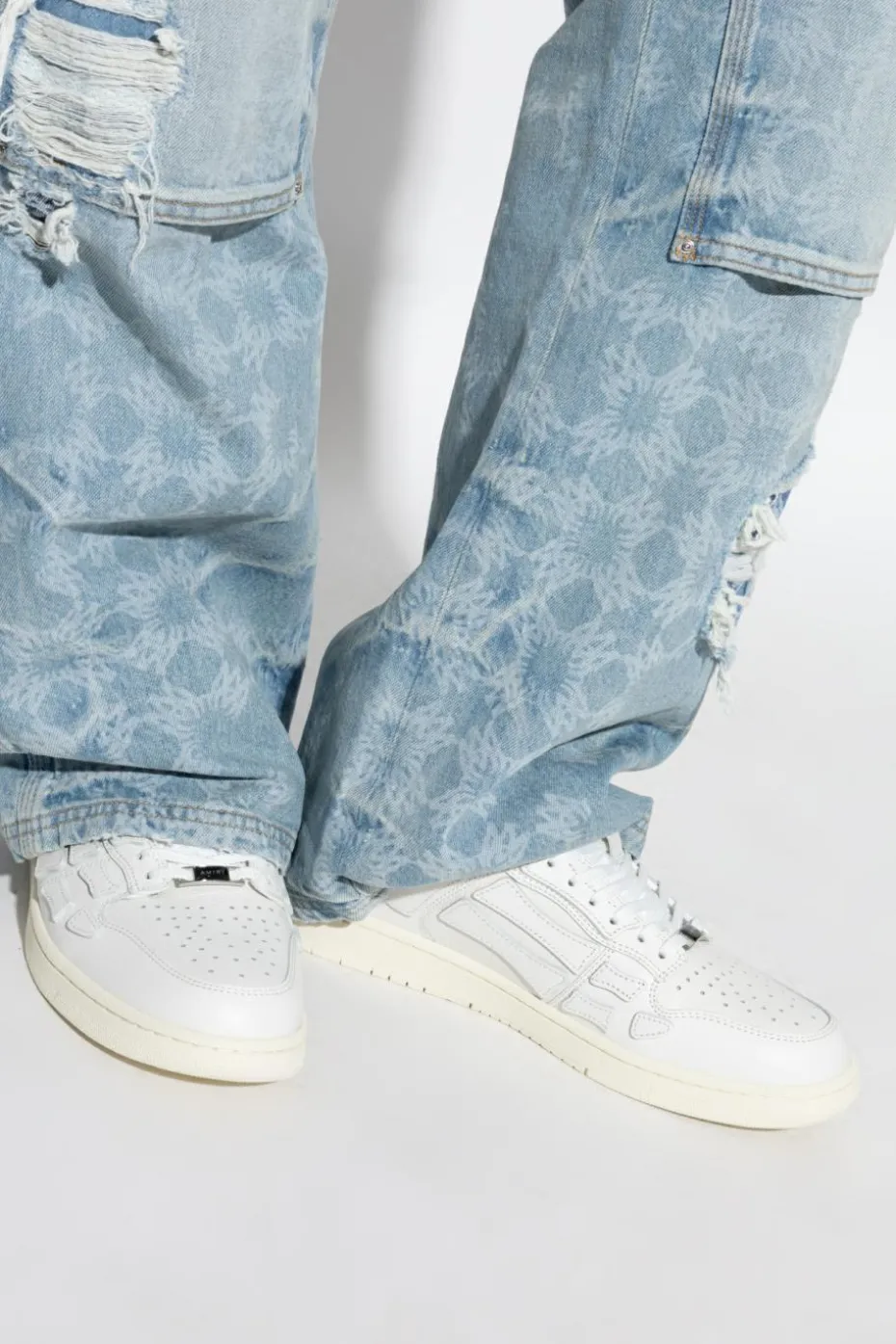 Amiri WHITE "Skel Top Low" sports shoes