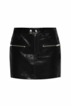 Anine Bing BLACK Leather skirt āSteelā