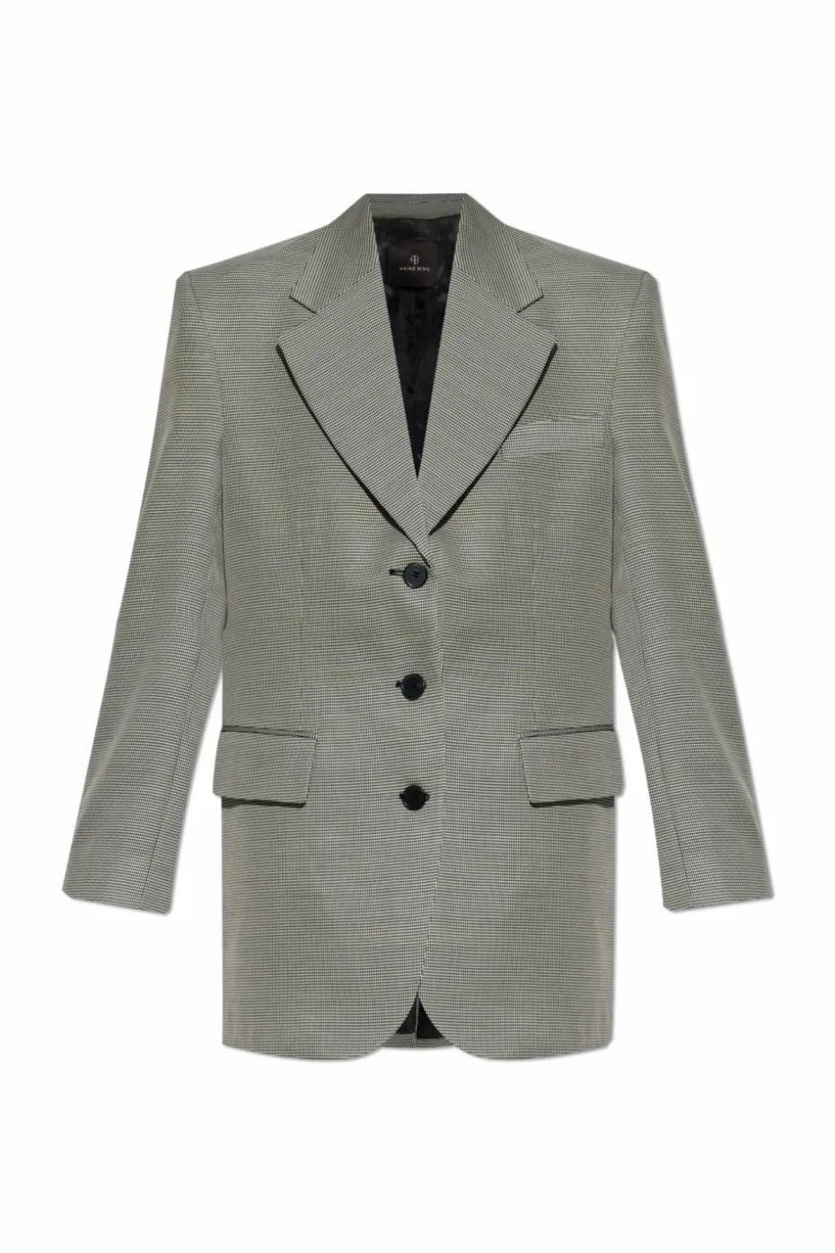 Anine Bing GREY Houndstooth patterned blazer