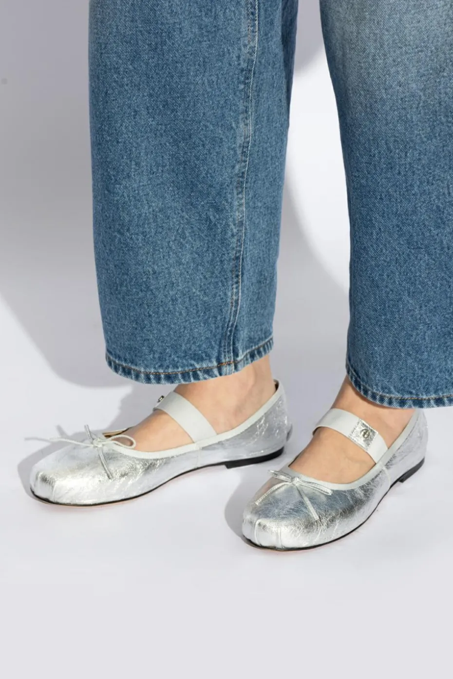 Anine Bing SILVER Leather ballet flats