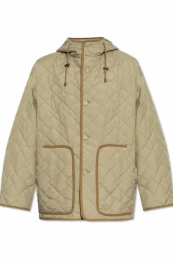 A.P.C. GREEN Quilted jacket with hood