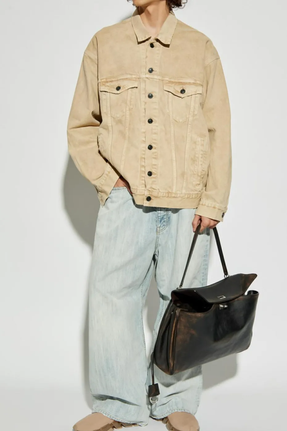 Balenciaga beige Denim jacket with `vintage` effect