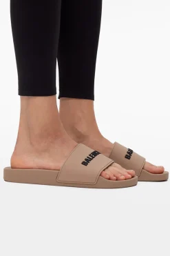 Balenciaga beige Logo slides