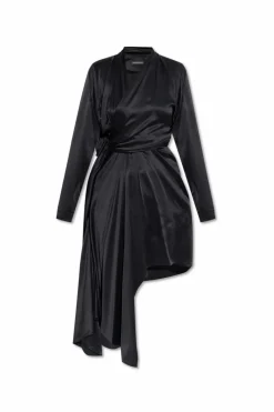 Balenciaga BLACK Asymmetrically cut silk dress