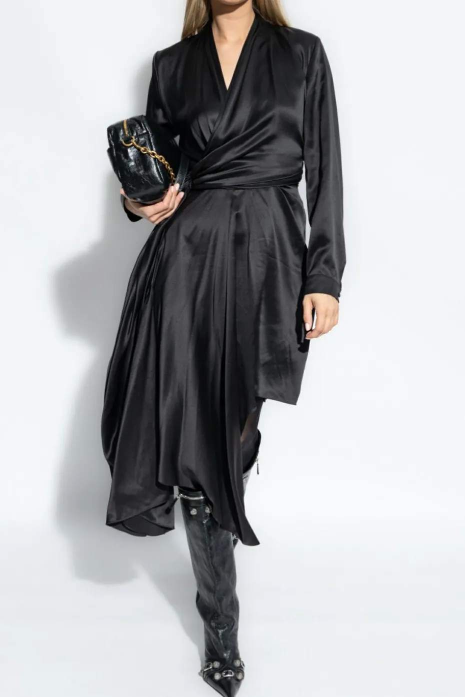 Balenciaga BLACK Asymmetrically cut silk dress