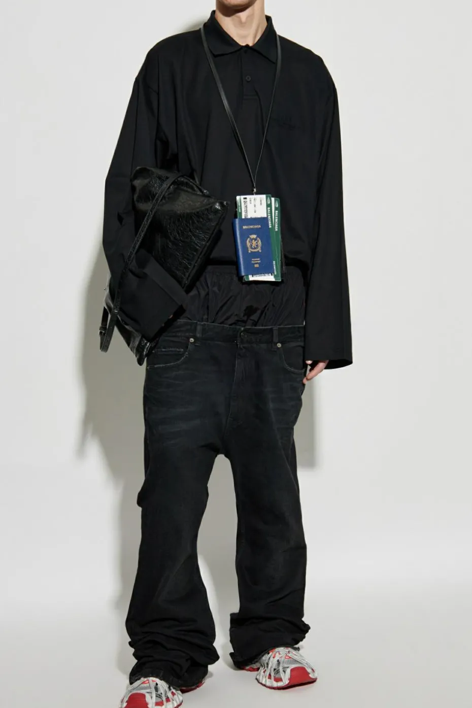 Balenciaga BLACK Cotton long-sleeve polo