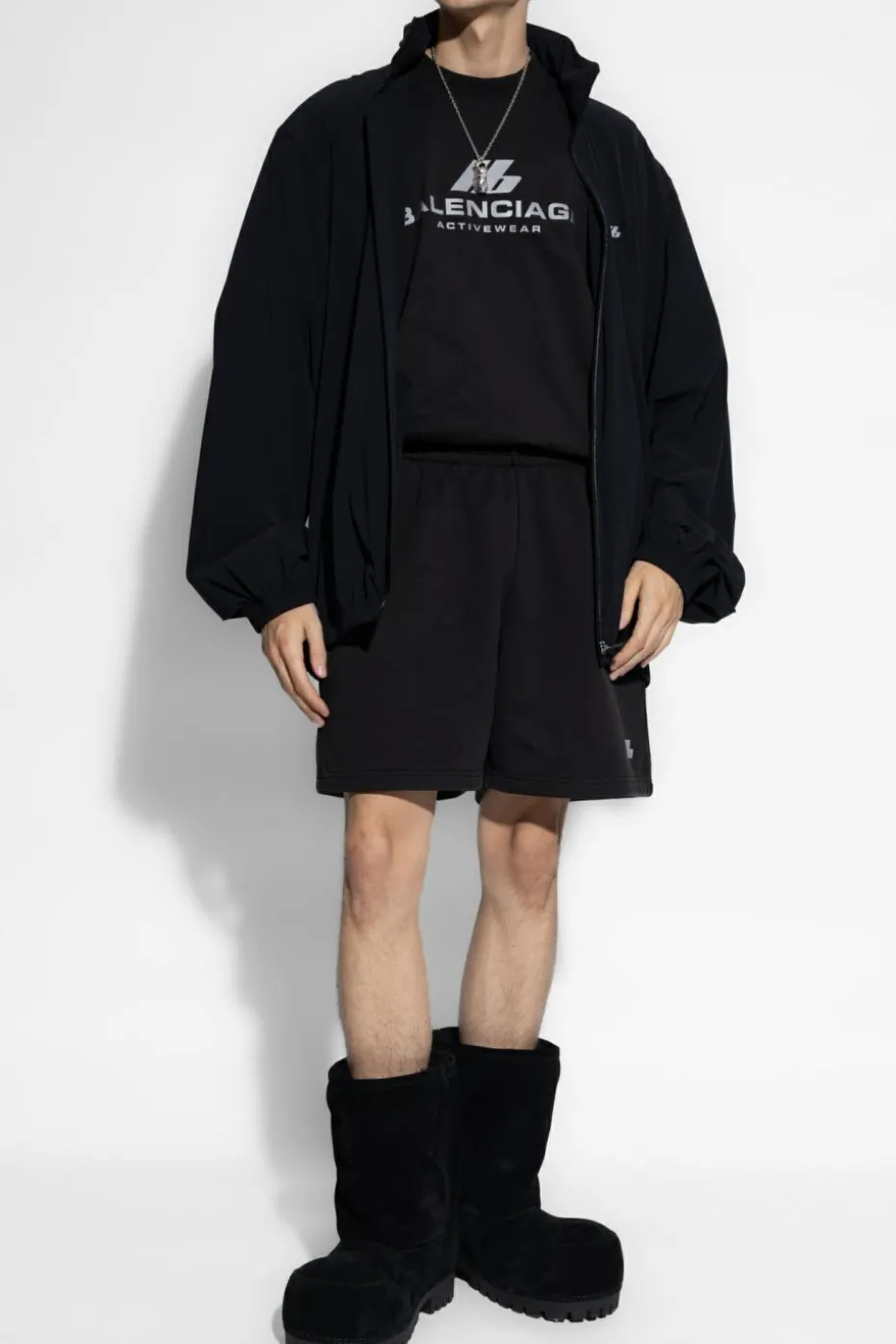 Balenciaga BLACK Cotton shorts with printed logo