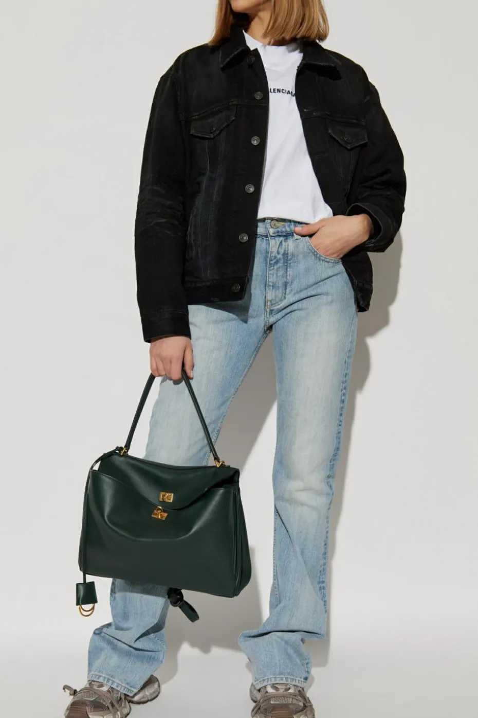 Balenciaga BLACK Denim jacket with vintage effect