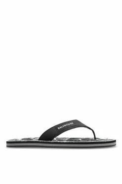 Balenciaga BLACK Flip-flops with logo