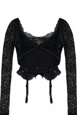 Balenciaga BLACK Lace top with long sleeves
