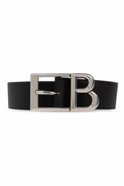 Balenciaga BLACK Leather belt with logo