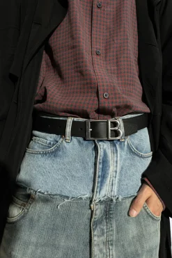 Balenciaga BLACK Leather belt with logo