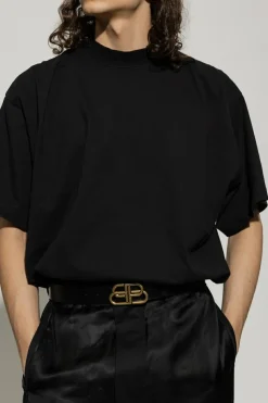 Balenciaga BLACK Leather belt with logo