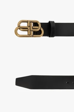 Balenciaga BLACK Leather belt with logo