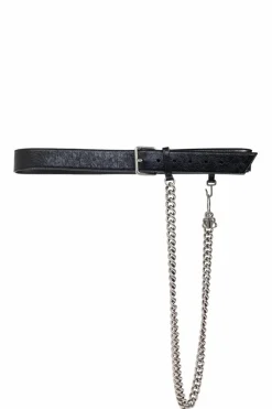 Balenciaga BLACK Leather belt with chain