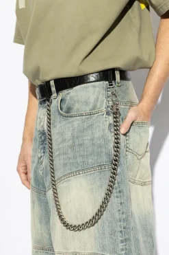 Balenciaga BLACK Leather belt with chain