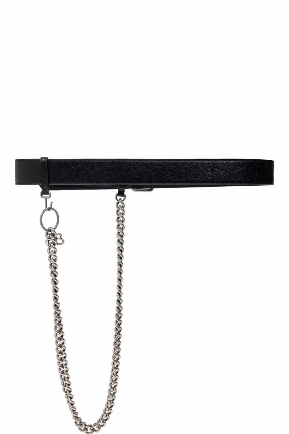Balenciaga BLACK Leather belt with chain