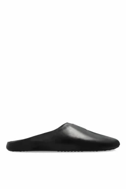 Balenciaga BLACK Leather slides with 'vintage' effect