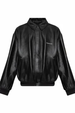 Balenciaga BLACK Leather jacket with patch
