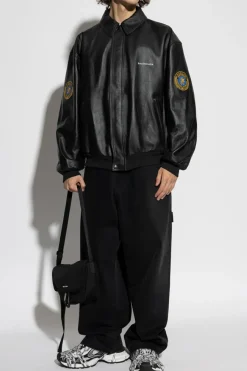 Balenciaga BLACK Leather jacket with patch