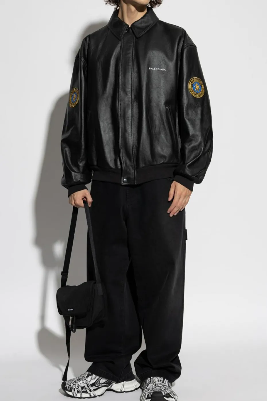 Balenciaga BLACK Leather jacket with patch