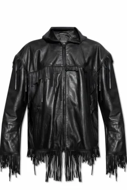 Balenciaga BLACK Leather jacket with hood