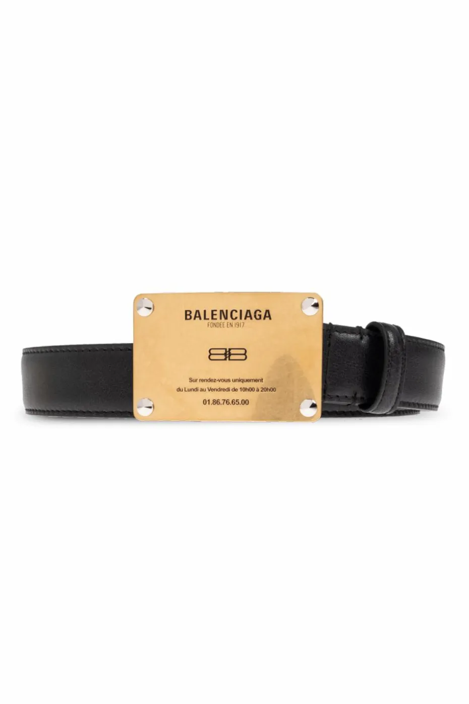 Balenciaga BLACK Leather belt with logo
