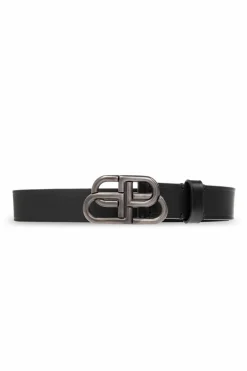 Balenciaga BLACK Leather belt with logo