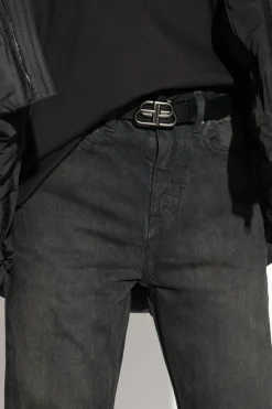 Balenciaga BLACK Leather belt with logo