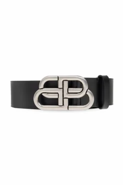 Balenciaga BLACK Leather belt with logo