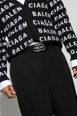 Balenciaga BLACK Leather belt with logo