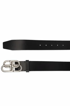 Balenciaga BLACK Leather belt with logo