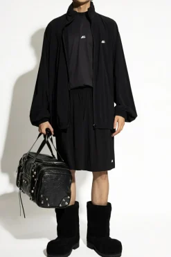 Balenciaga BLACK Lightweight jacket with printed logo