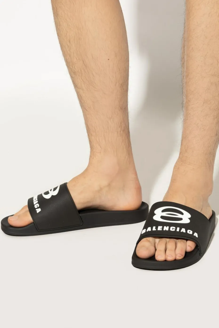 Balenciaga BLACK Rubber slides with logo