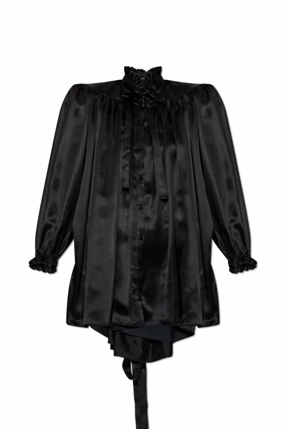 Balenciaga BLACK Silk blouse with decorative tie at neckline