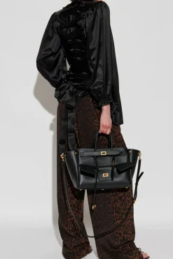 Balenciaga BLACK Silk blouse with decorative tie at neckline