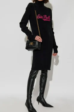 Balenciaga BLACK Top with stand-up collar
