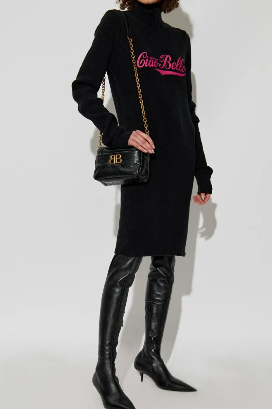 Balenciaga BLACK Top with stand-up collar