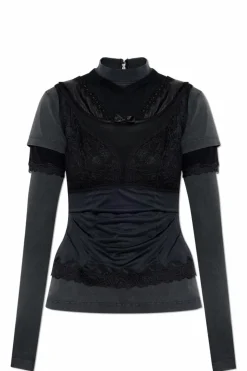 Balenciaga BLACK Top with stand-up collar