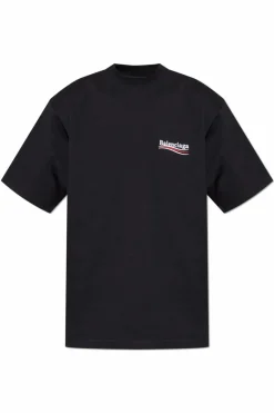 Balenciaga BLACK T-shirt with embroidered logo