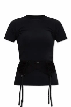 Balenciaga BLACK T-shirt with lace insert