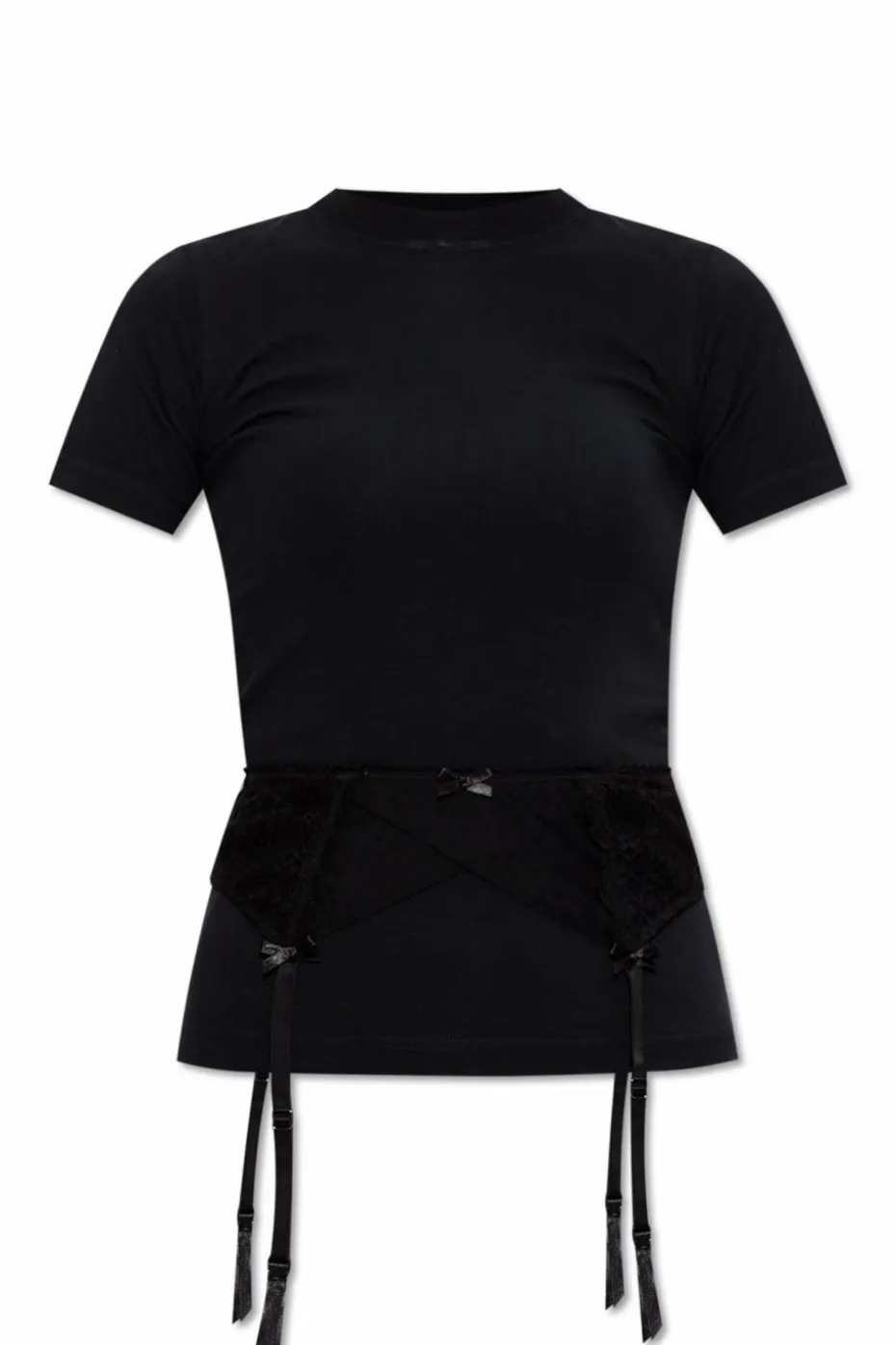 Balenciaga BLACK T-shirt with lace insert