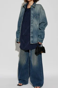 Balenciaga BLUE Denim shirt with vintage effect