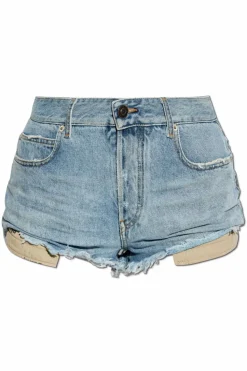 Balenciaga BLUE Denim shorts with 'vintage' effect
