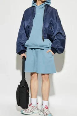 Balenciaga BLUE Shorts with embroidered logo