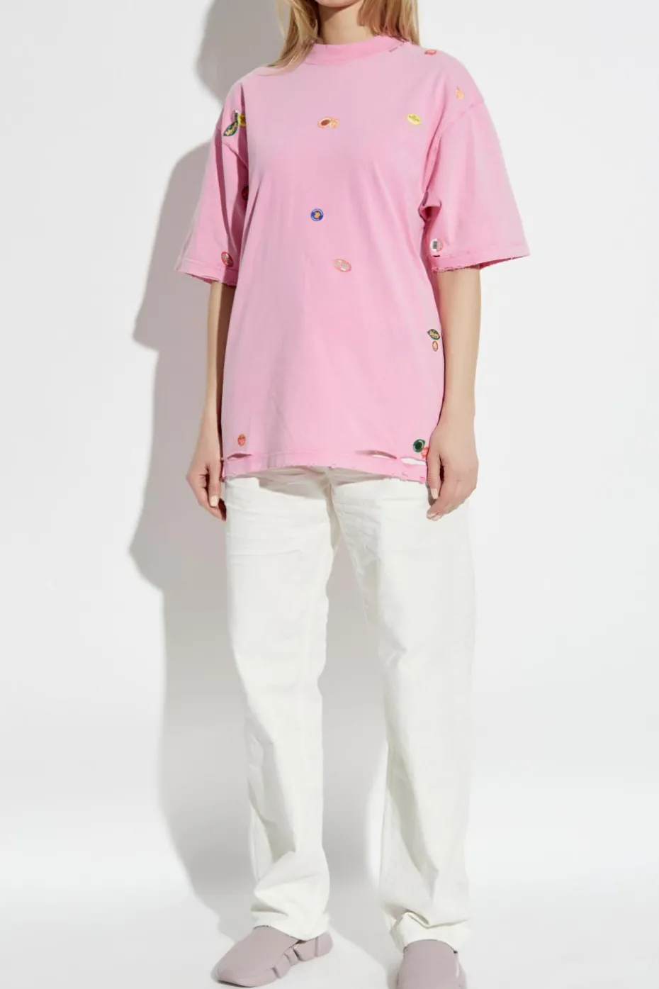 Balenciaga cream Jeans with logo